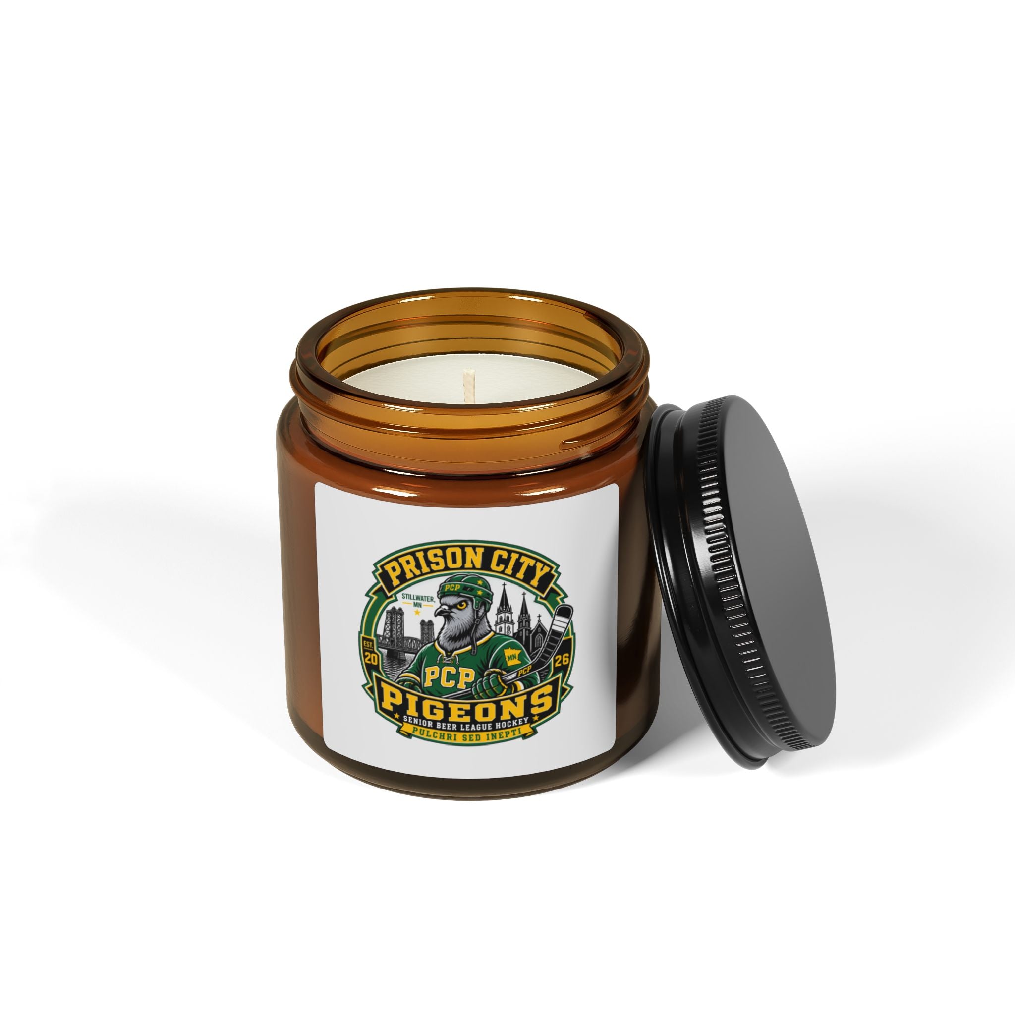 Prison City Pigeons Soy Candle — Amber Jar Scented Candle