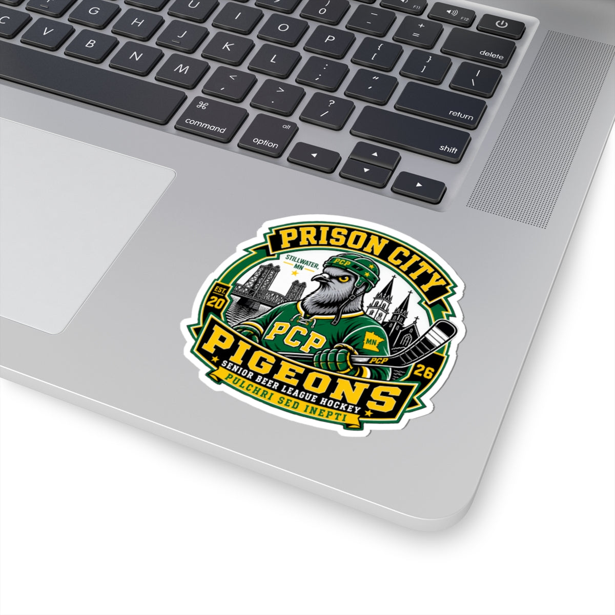 Prison City Pigeons Hockey Team Crest Die-Cut Sticker