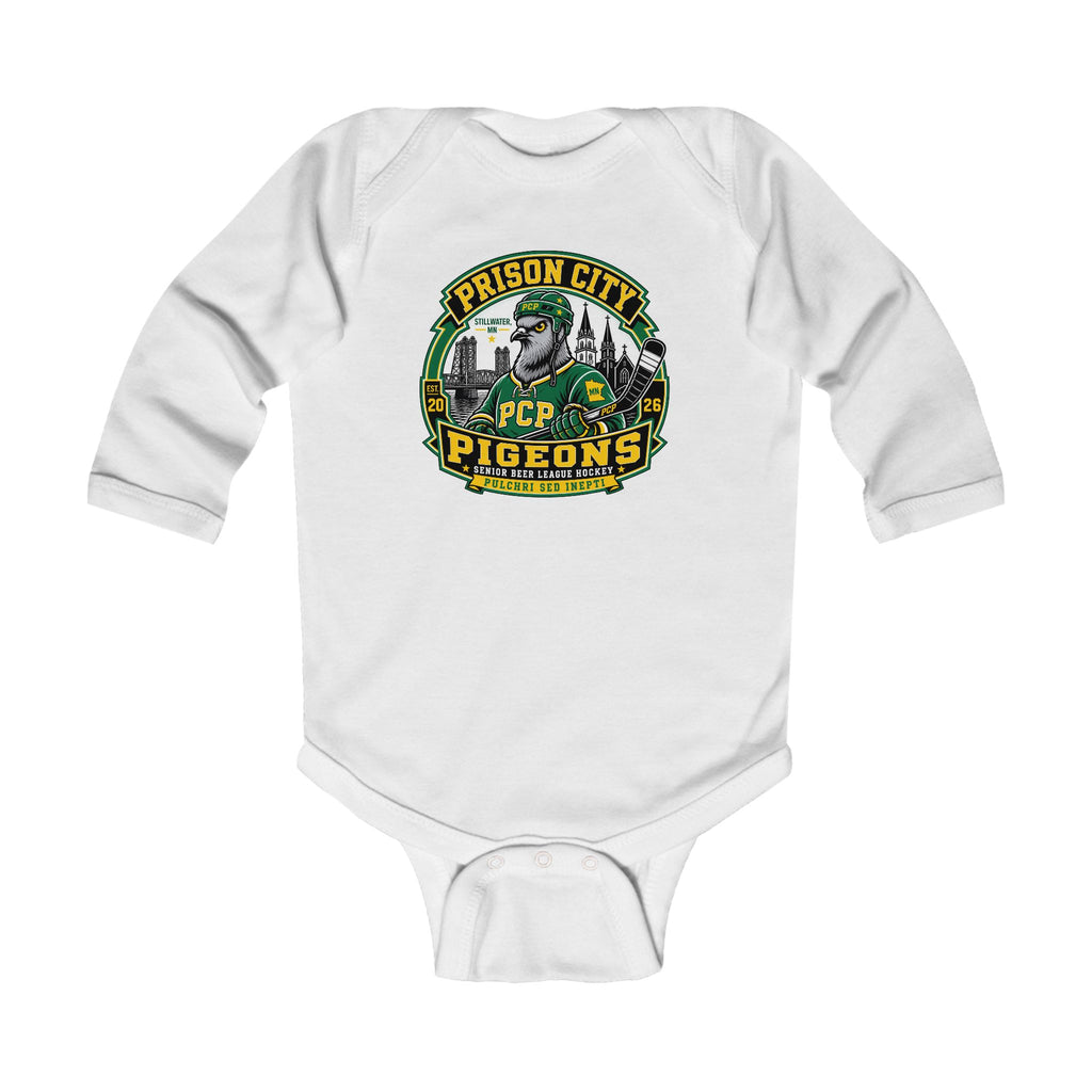 Infant Bodysuit - 'Prison City Pigeons' Graphic Baby Onesie (Long Sleeve)