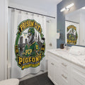 Prison City Pigeons Hockey Shower Curtain — Retro Sports Team Bathroom Decor