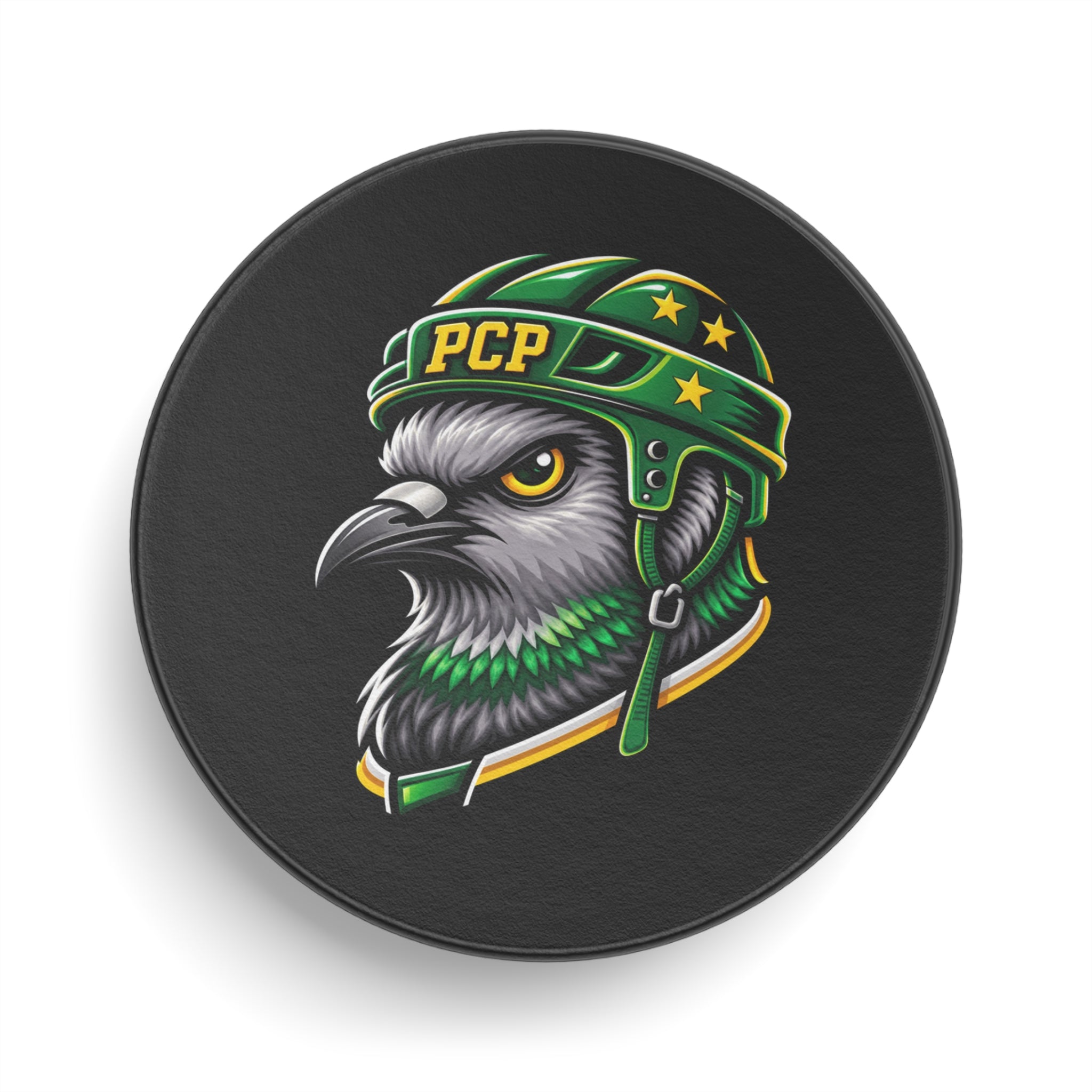 Hockey Puck — Pigeon Helmet Logo (PCP)