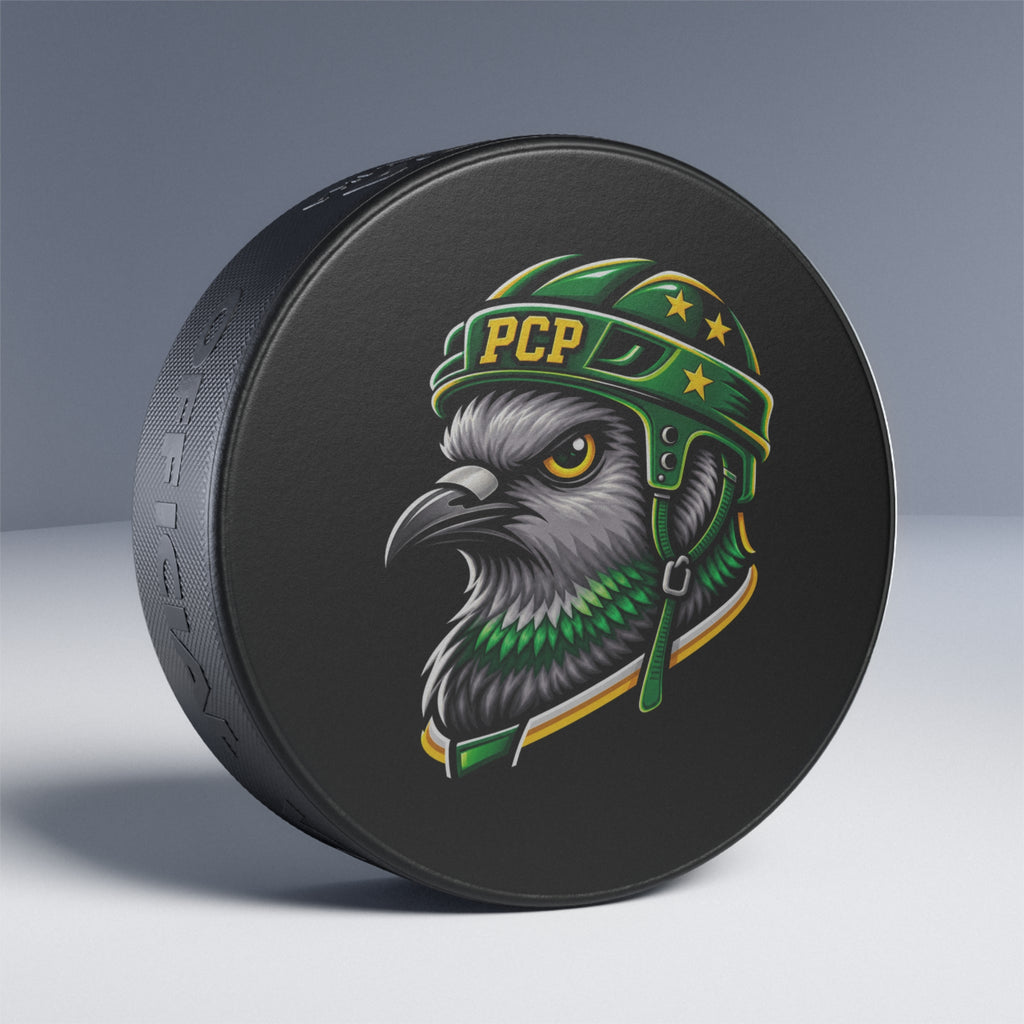 Hockey Puck — Pigeon Helmet Logo (PCP)