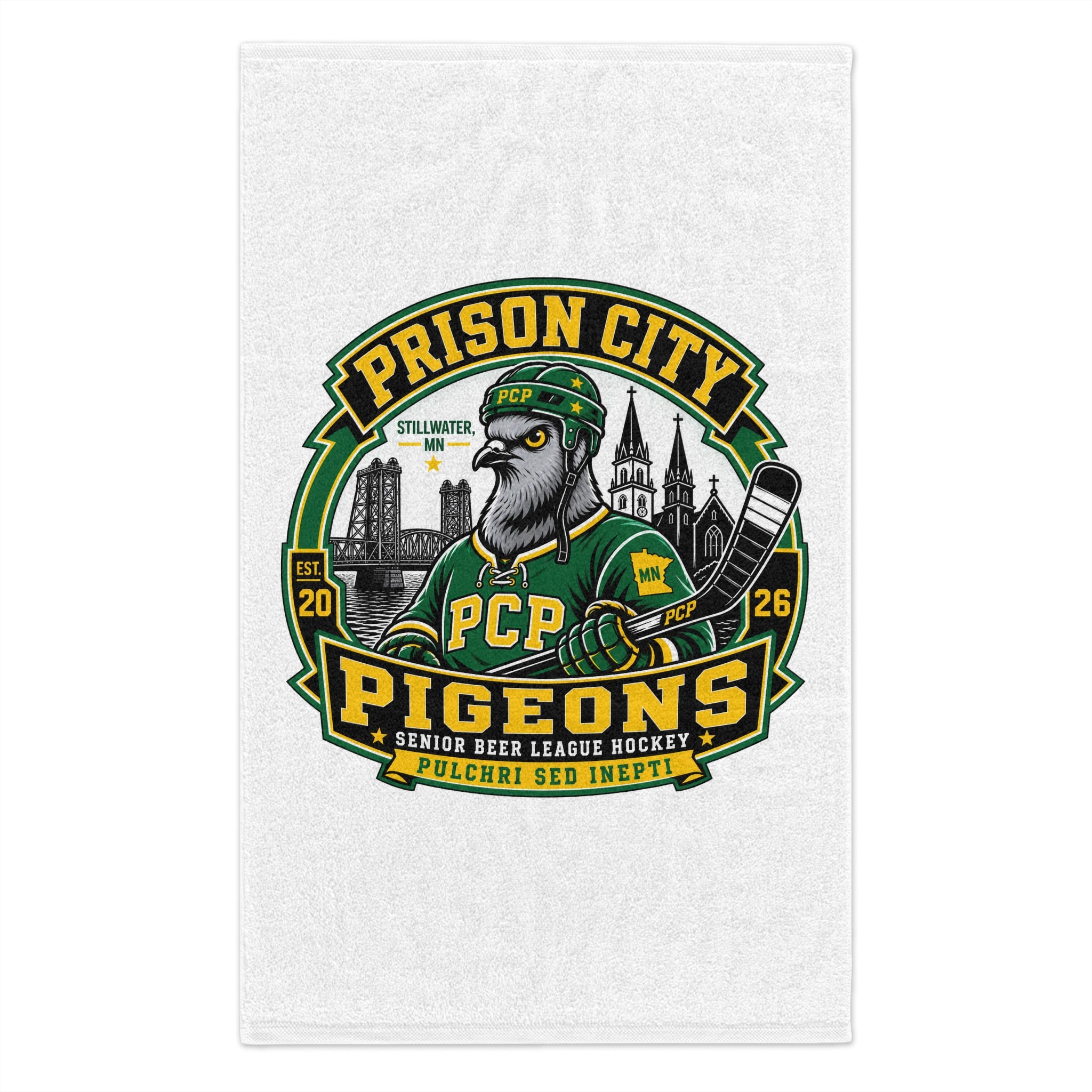 Prison City Pigeons Rally Towel – 11x18 Hockey Fan Towel
